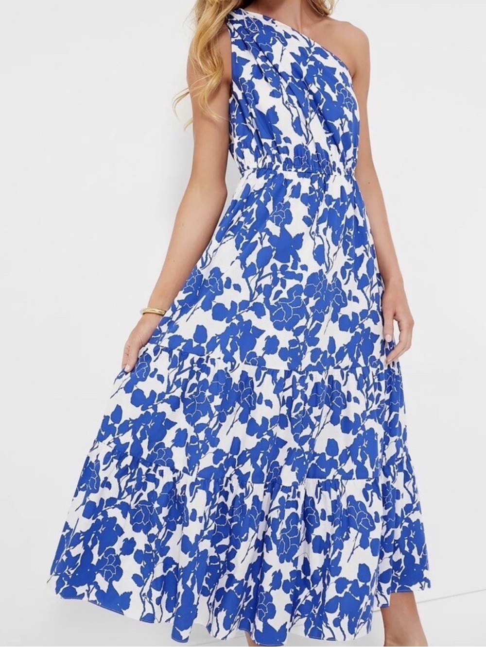 Hyacinth House Blue Floral One Shoulder Sybil Max Dress